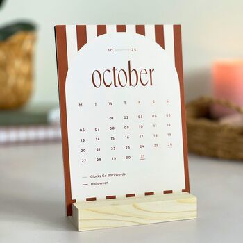 2025 Desk Calendar With Refillable Cards And Wood Stand, 9 of 11