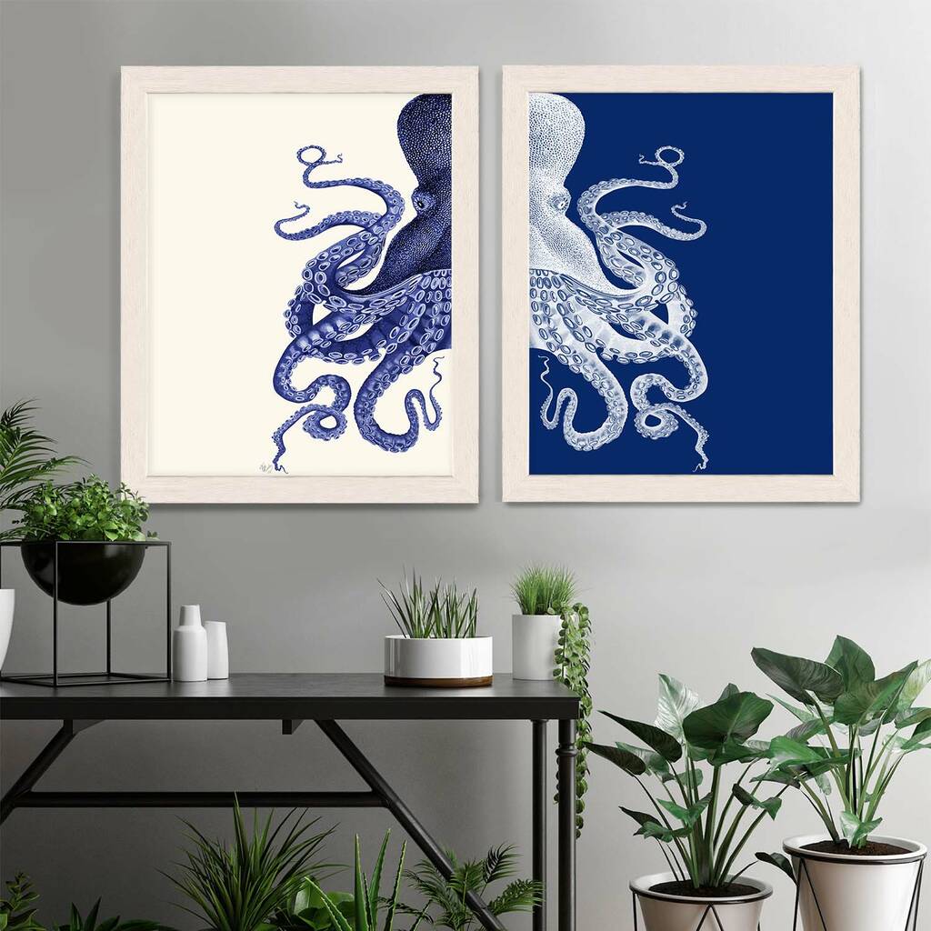 Contrasting Octopus Set Of Two Prints By FabFunky Home Decor