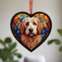 Goldendoodle Stained Glass Effect Heart Suncatcher, thumbnail 2 of 5
