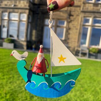 Personalised Christmas Santa In His Sailing Boat, 2 of 3