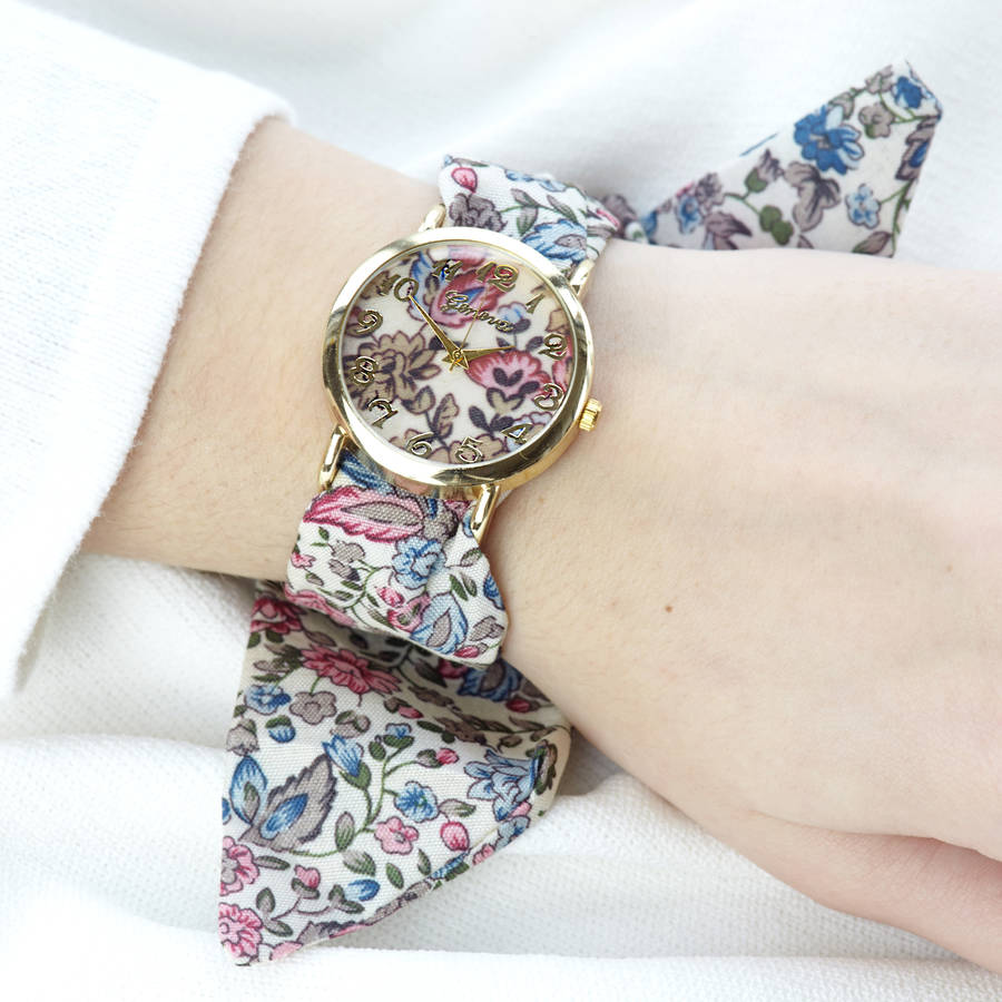 floral ribbon watch by junk jewels