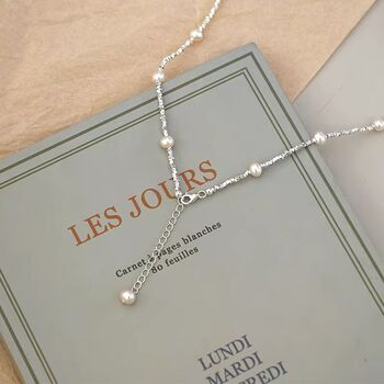 Taina Ivory Silver Pearl Ball Charm Necklace, 6 of 7