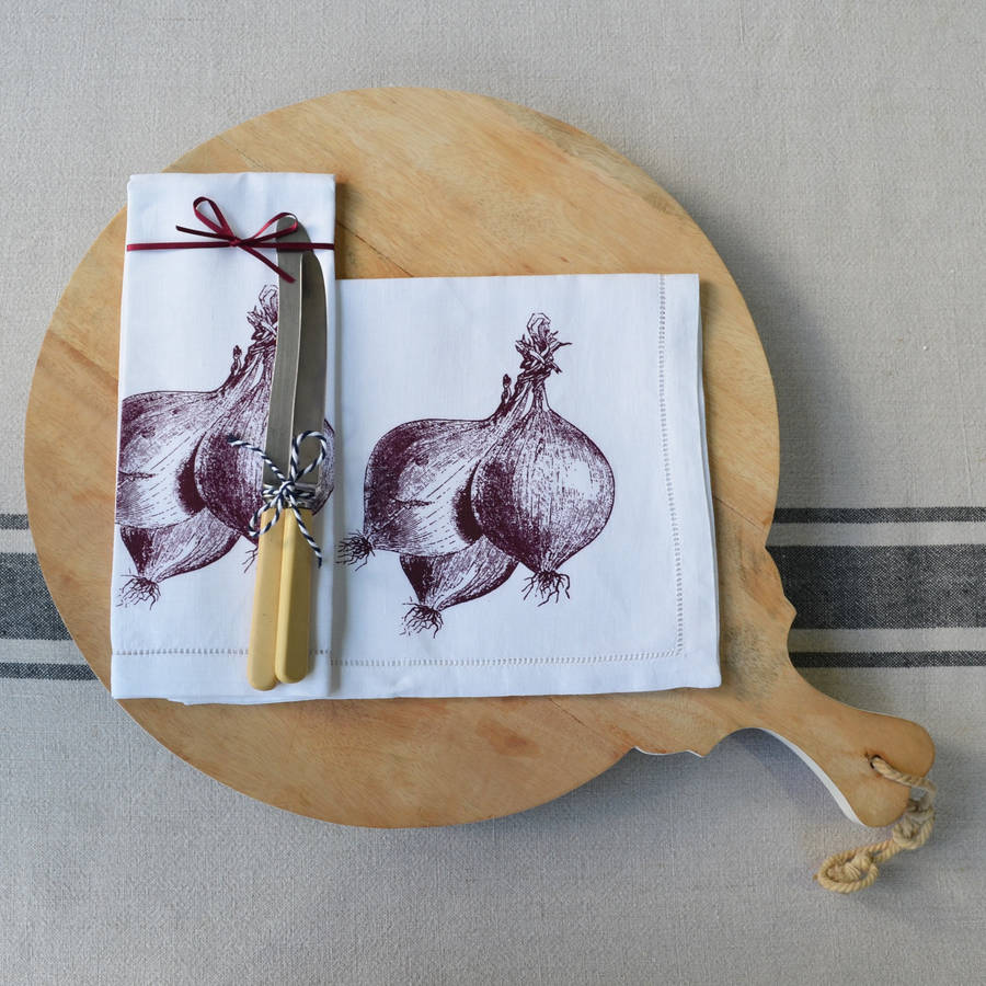 Red Onions Napkin By The Linen Peddler