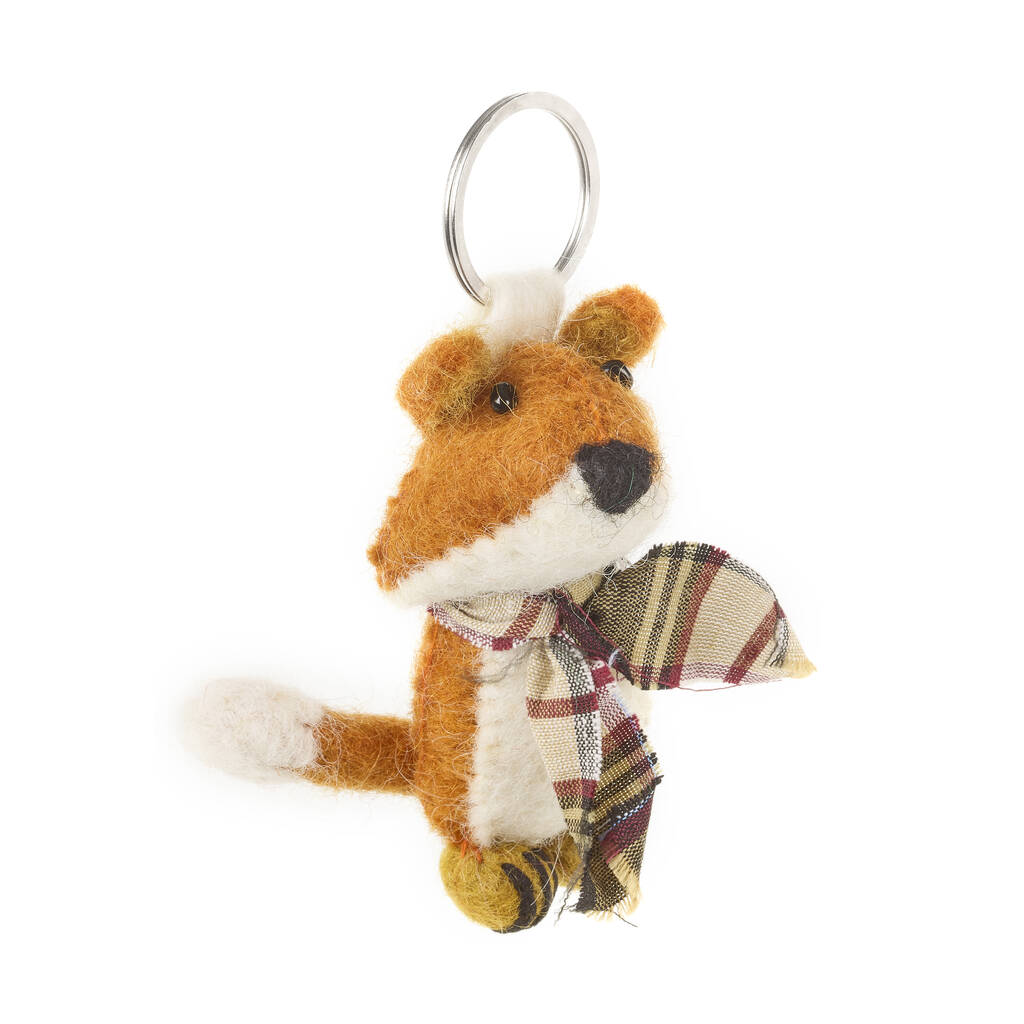 Handmade Felt Cosy Fox Keyring Fair Trade Accessory By Felt So Good