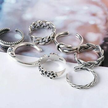 Seven And Four Pcs Bohemian Adjustable Toe Ring Set, 4 of 6