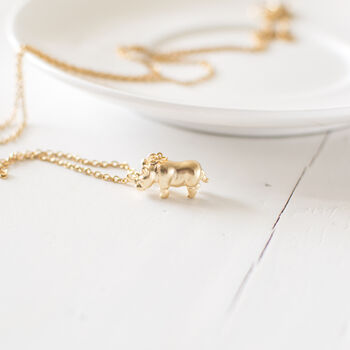 Tiny Rhino Charm Necklace, 2 of 9