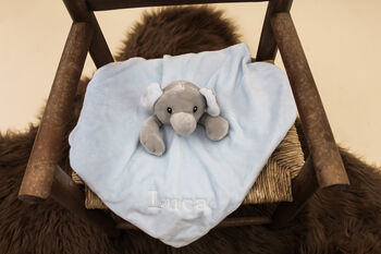 Embroidered Baby Blue Elephant Comforter, 2 of 10