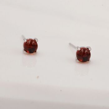 Genuine Garnet Stud Earrings In Sterling Silver, 5 of 11