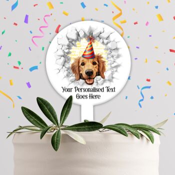 Personalised Golden Retriever Birthday Break Through Dog, 3 of 8