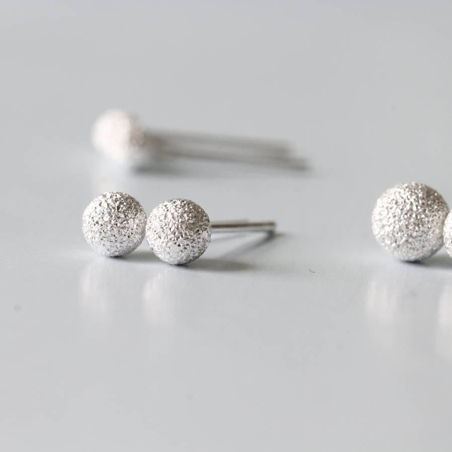sterling silver textured ball earrings studs by attic