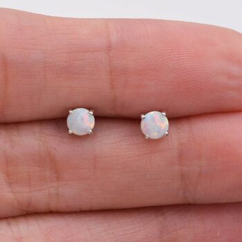 Minimalist White Opal Stud Earrings, 3 of 10