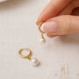 14ct Gold Plated Sterling Silver Freshwater Pearl Huggie Hoop Earrings – 10mm, thumbnail 1 of 6