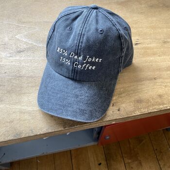 85% Dad Jokes 15% Coffee Embroidered Slogan Cap, 3 of 6