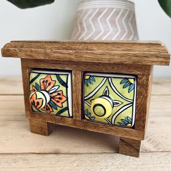 Handmade Two X Drawer Mini Ceramic Jewellery Box Chest, 6 of 12