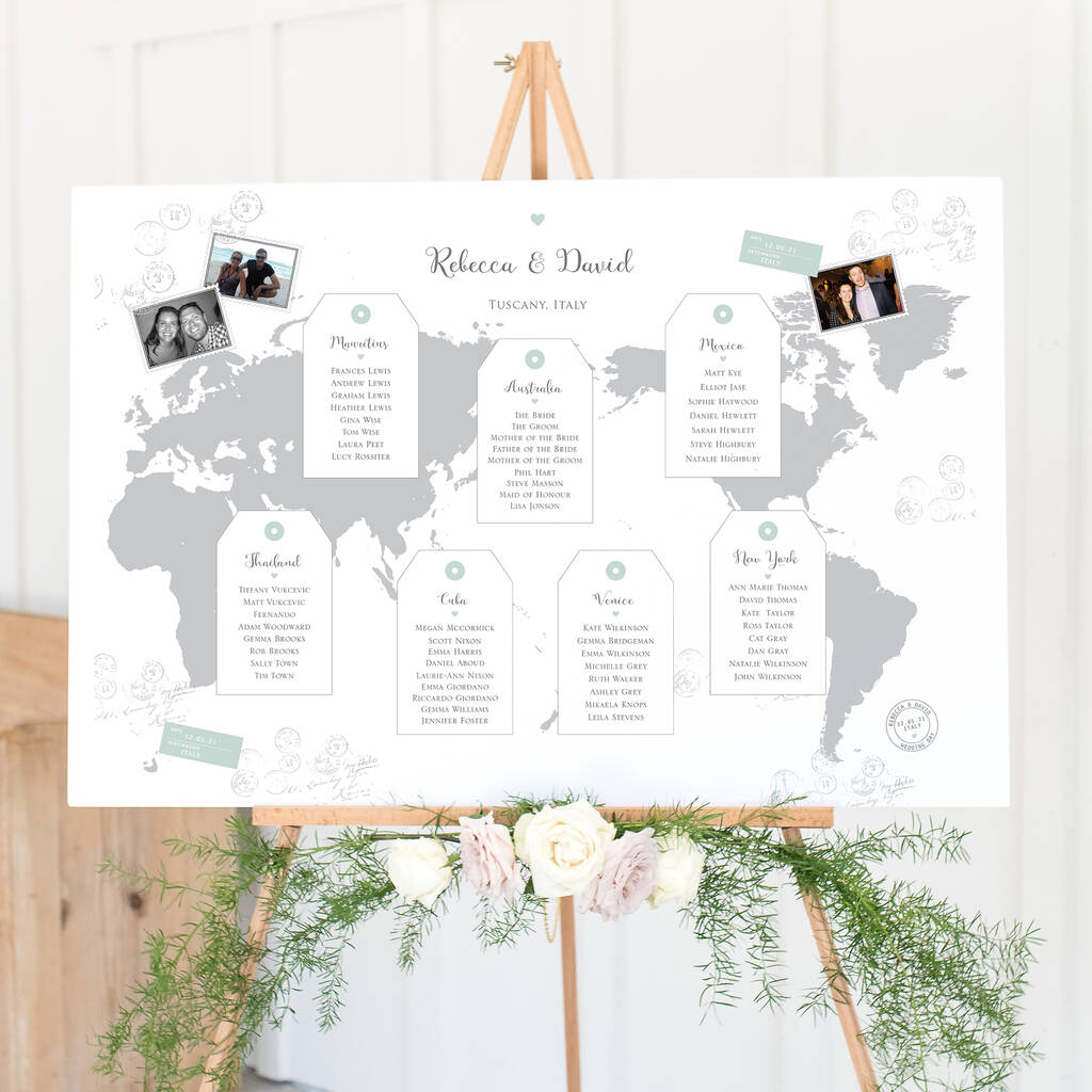 Around The World Map Wedding Table Plan, 1 of 3