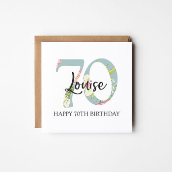 Floral 50th, 60th, 70th, 80th Birthday Card, 3 of 8