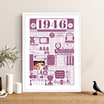 1946 Personalised 80th Birthday Print With Photo, 3 of 8