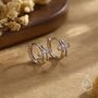 Sterling Silver Dainty Ribbon Bow Huggie Hoop Earrings, thumbnail 3 of 11