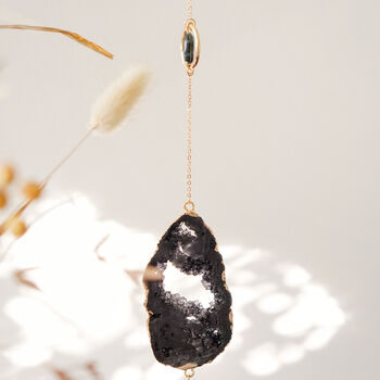Xl Black Agate And Falcons Eye Crystal Suncatcher 60cm, 2 of 3