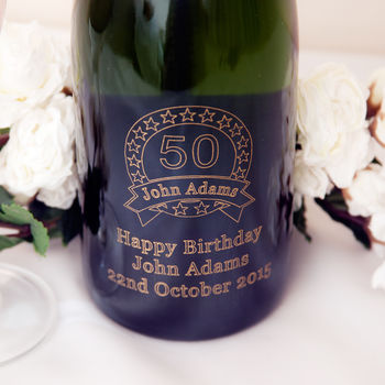 Engraved Bottle Of Champagne With Wreath Design, 2 of 5