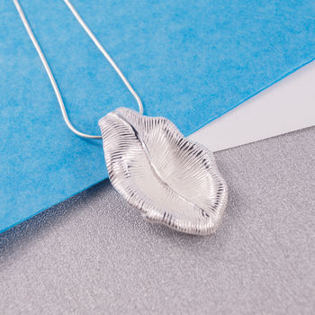 Silver Textured Leaf Pendant, 2 of 3