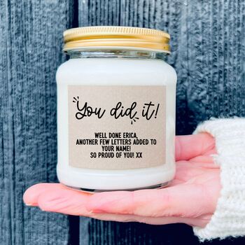 You Did It Personalised Congratulations Candle Gift, 3 of 10