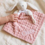 Personalised Dusty Pink Bobble Bunny Baby Comforter, thumbnail 1 of 6