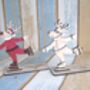 Rudolph On Skis Wooden Christmas Card, thumbnail 1 of 4