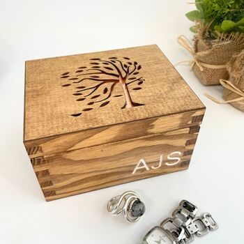 Wooden Tree Design Personalised Trinket Box, 4 of 8