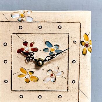 Clock Wall Tile With Bright Flowers, 4 of 6