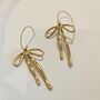 Bow Drop Earrings Gold, thumbnail 2 of 5