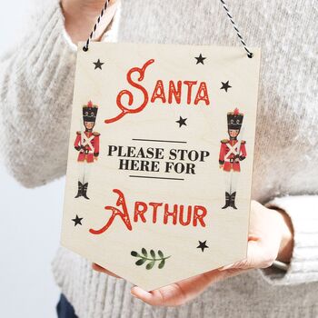 Santa Please Stop Here Bedroom Door Sign, 3 of 4