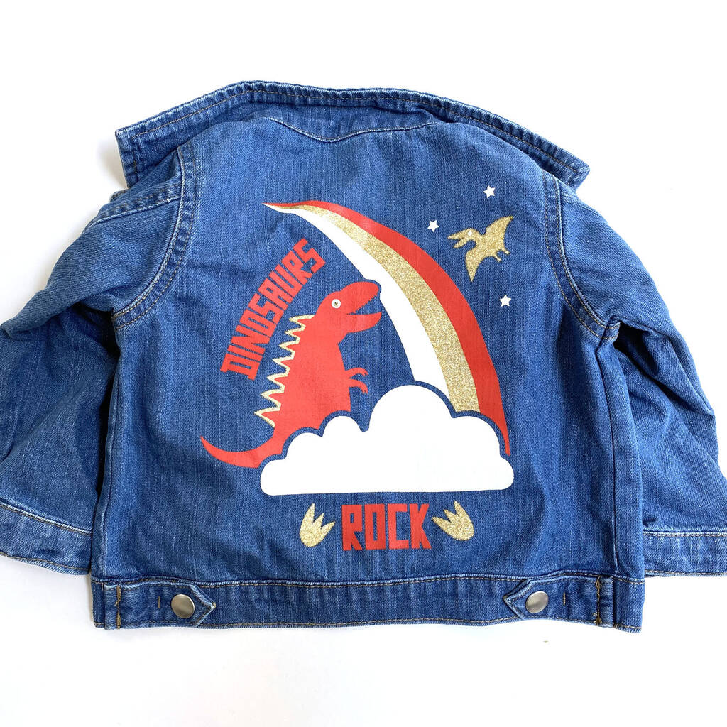Dinosaurs Rock Denim Jacket By Sgt.Smith