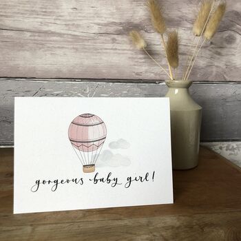 Baby Girl Balloon Greeting Card, 2 of 2