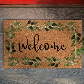 Ola Olive Branch Coir Welcome Mat, 3 of 4