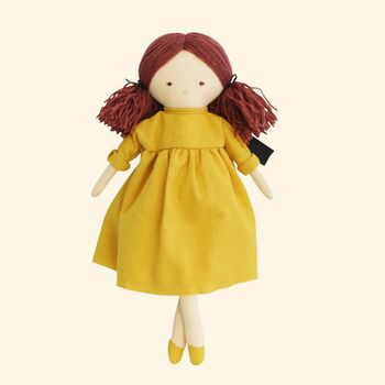 Handmade Rag Doll – Butterscotch Linen Dress, 3 of 4