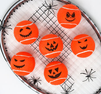 Six Spooky Pumpkin Halloween Tennis Balls, 2 of 9