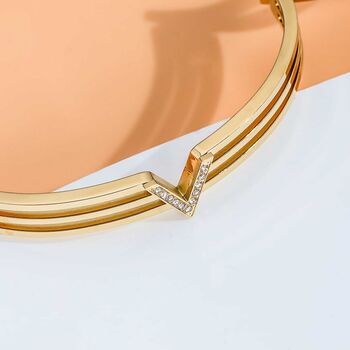 Gold Plated Crystal V Line Harmony Bangle Bracelet, 8 of 11