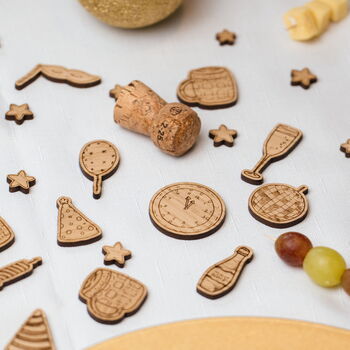 50 Pack Personalised Wooden Table Confetti – Christmas And New Year’s Party Decoration, 3 of 4