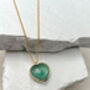 Fluorite Puff Heart Gold Plated Necklace, thumbnail 2 of 7