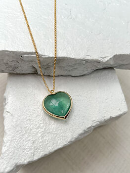 Fluorite Puff Heart Gold Plated Necklace, 2 of 7