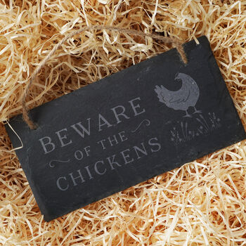 Bramble Farm 'Beware Of The Chickens Slate Sign, 3 of 3