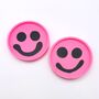 Smiley Face Coasters/ Trays Neon Pink Set Of Two, thumbnail 2 of 6