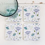 Set Of Four Blue Parsley Coasters, thumbnail 2 of 3