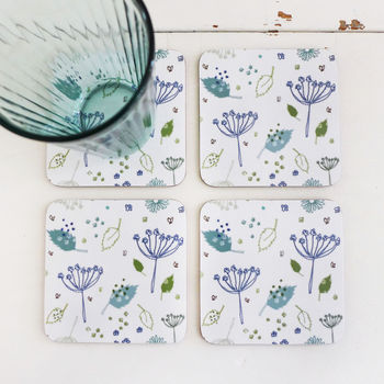 Set Of Four Blue Parsley Coasters, 2 of 3