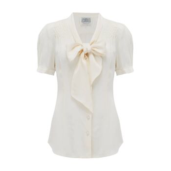 Eva Short Sleeve Blouse In Cream Vintage 1940s Style, 2 of 2