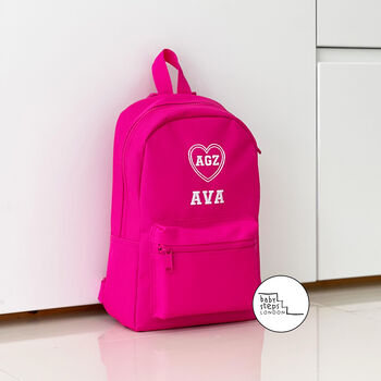 Hot Pink Personalised Name And Design Mini Backpack, 2 of 3