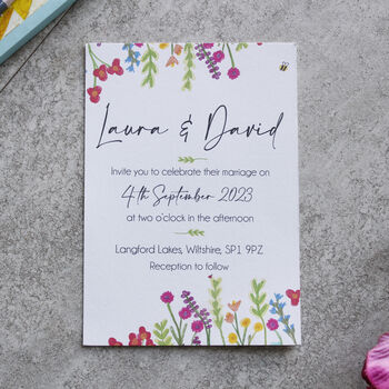 Wildflower Colourful Wedding Invitations, 2 of 12