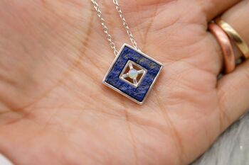 Lapis Lazuli And Opal 925 Silver Necklace Pendant, 7 of 12