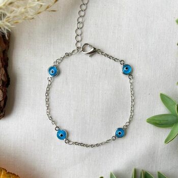 Silver Plated Evil Eye Protection Charm Bracelet, 4 of 5